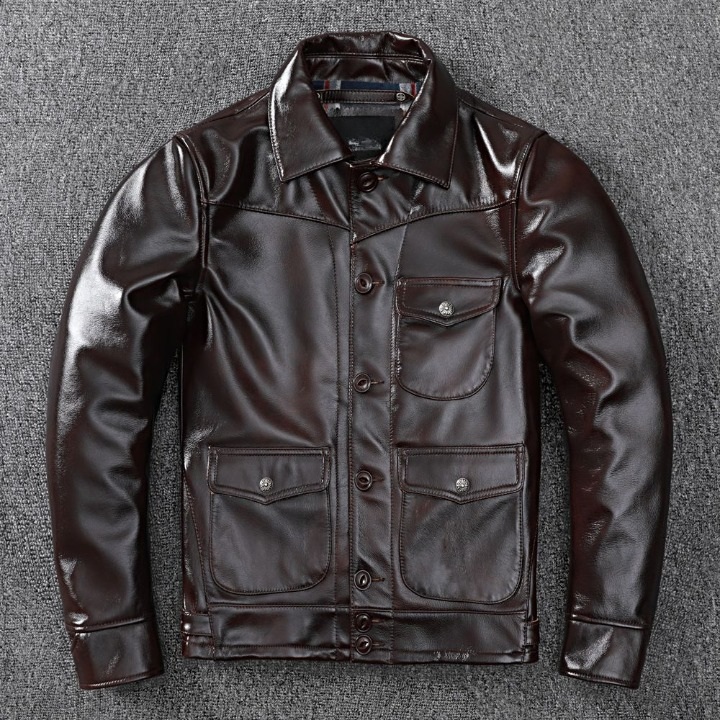 Men’s Genuine Leather Aviator Jacket Wax Finish Flight Style