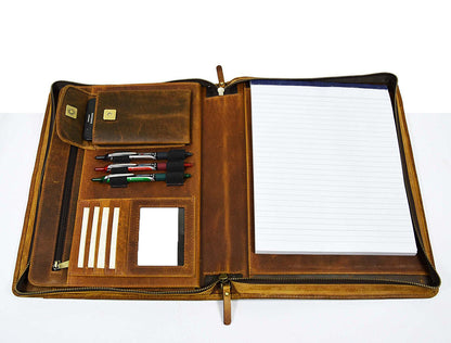 Real Leather Portfolio Business Organizer A4