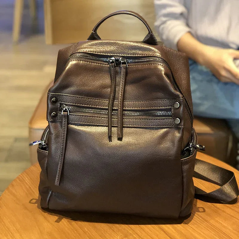 Brown Leather Backpack Women Backpack for Travel 1