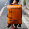 Leather Carry On Suitcase Trolley Case with Spinner Wheels