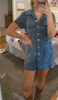 Petite Women's Short Sleeve Denim Dress