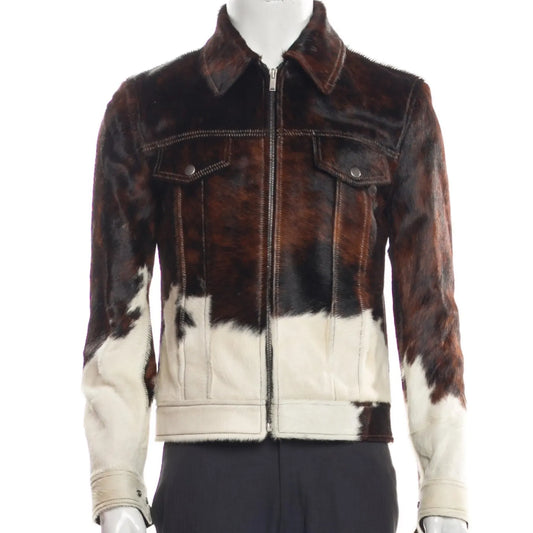 Men's Cowhide Fur Jacket Hair On Skin