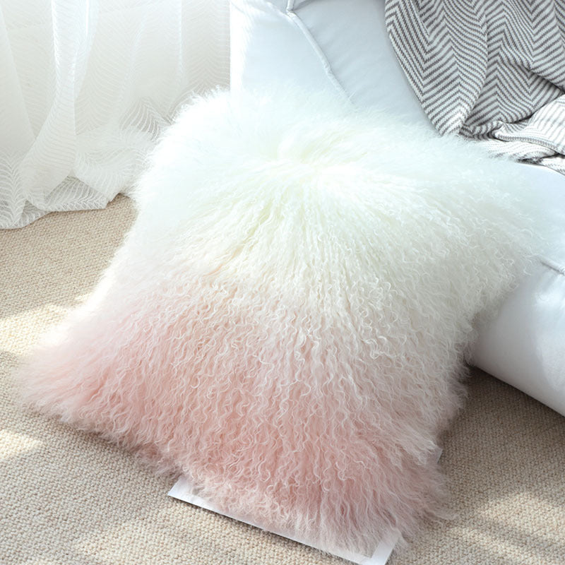 Genuine Sheepskin Pillow Cover with Curly Wool for Sofa Decor