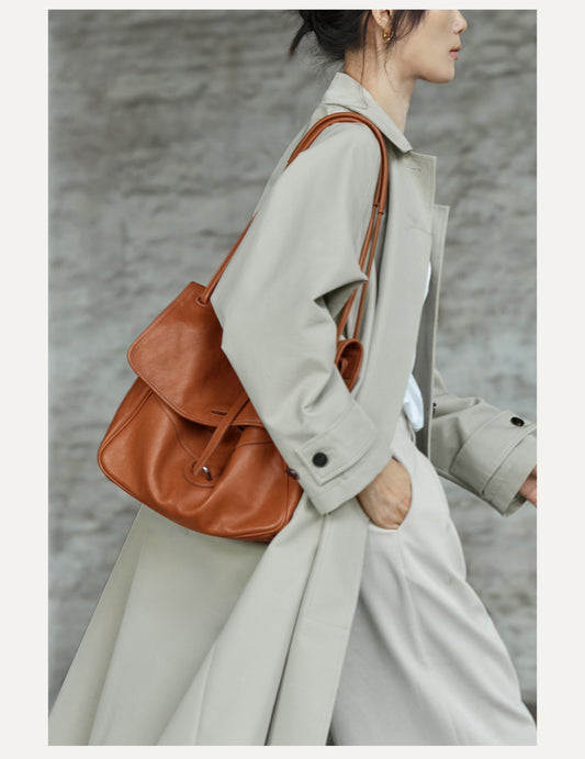 Women Real Leather Retro Shoulder Bag