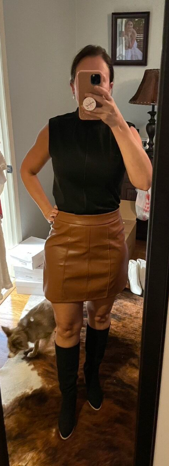 High Waist Real Leather Skirts