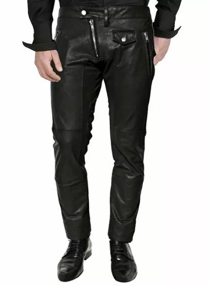 Genuine Leather Men's Biker Pants