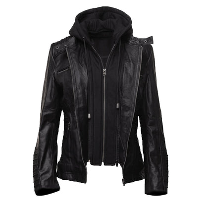 Women Black Grain Leather Jacket