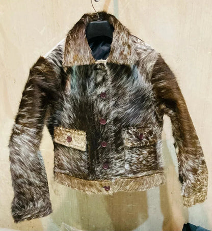 Men’s Genuine Speckled Cowhide Fur Leather Jacket