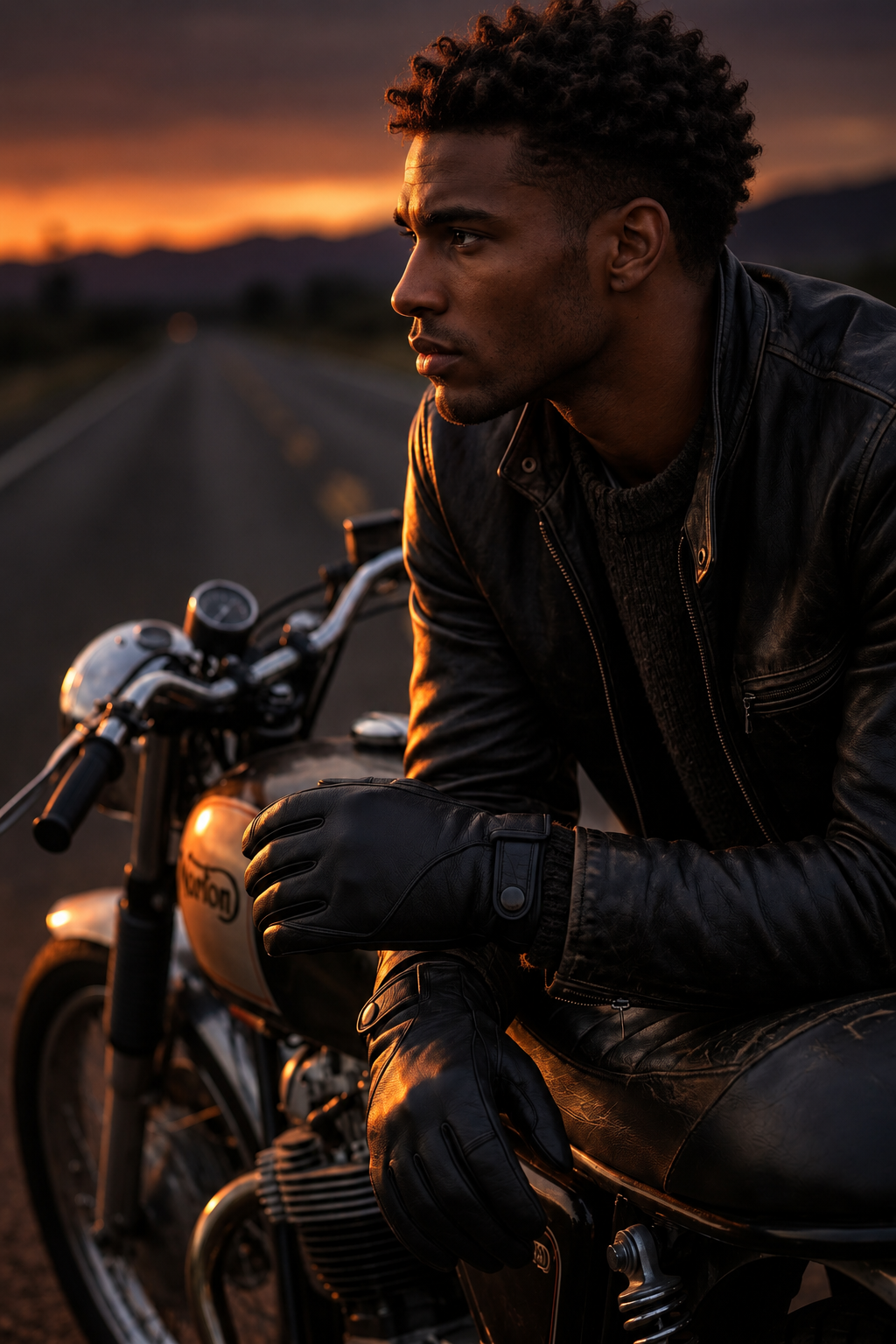 Men’s Leather Motorcycle Gloves in Top-Grain Cowhide for Riding