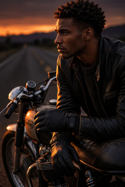 Men’s Leather Motorcycle Gloves in Top-Grain Cowhide for Riding
