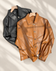 Women's Cropped Leather Jacket in Lambskin with Relaxed Moto Style