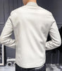 White Leather Jacket with Zipper Closure