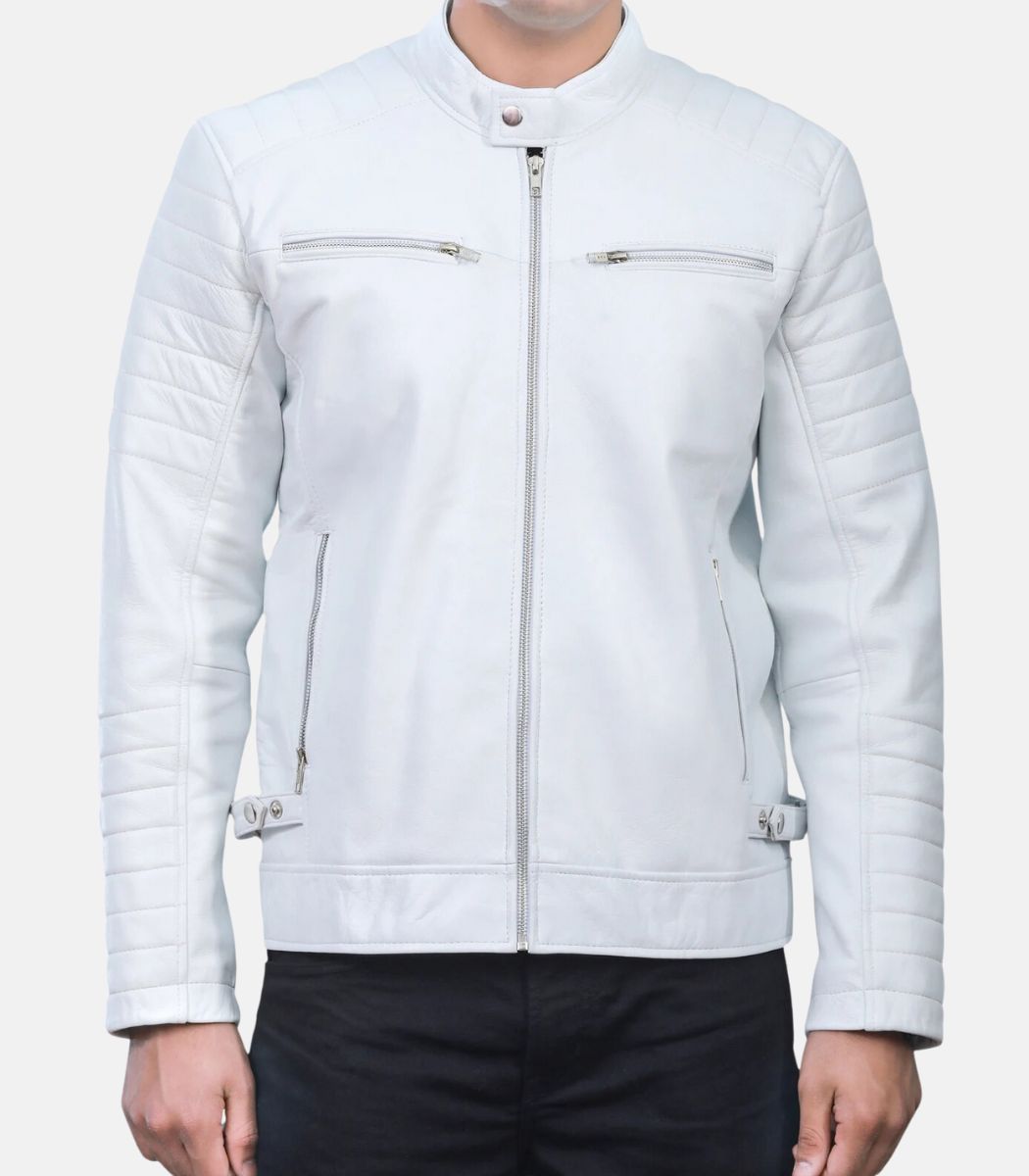 Real Leather Classic White Jacket