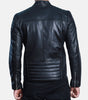 Black leather flight jacket with zip closure