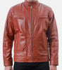 red maroon motorcycle leather jacket