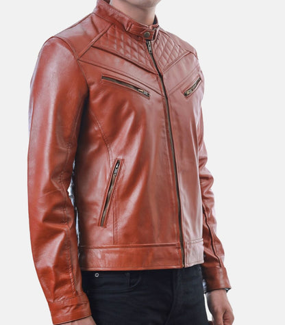 Genuine Reddish Maroon Leather Jacket