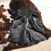 High Waisted Women Leather Shorts Mid Length Wide Leg