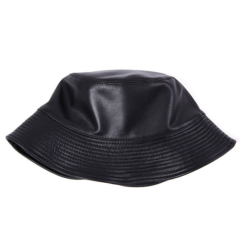 Women’s Genuine Leather Bucket Hat with Sunshade Brim