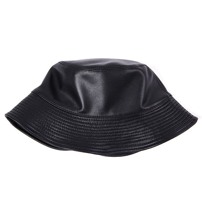 Women’s Genuine Leather Bucket Hat with Sunshade Brim