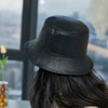 Women’s Genuine Leather Bucket Hat with Sunshade Brim
