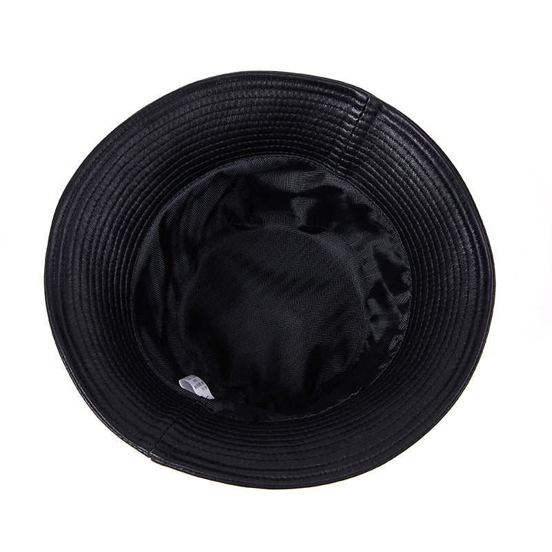 Women’s Genuine Leather Bucket Hat with Sunshade Brim