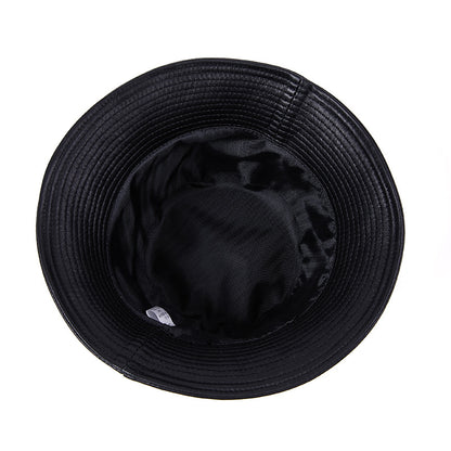 Women’s Genuine Leather Bucket Hat with Sunshade Brim
