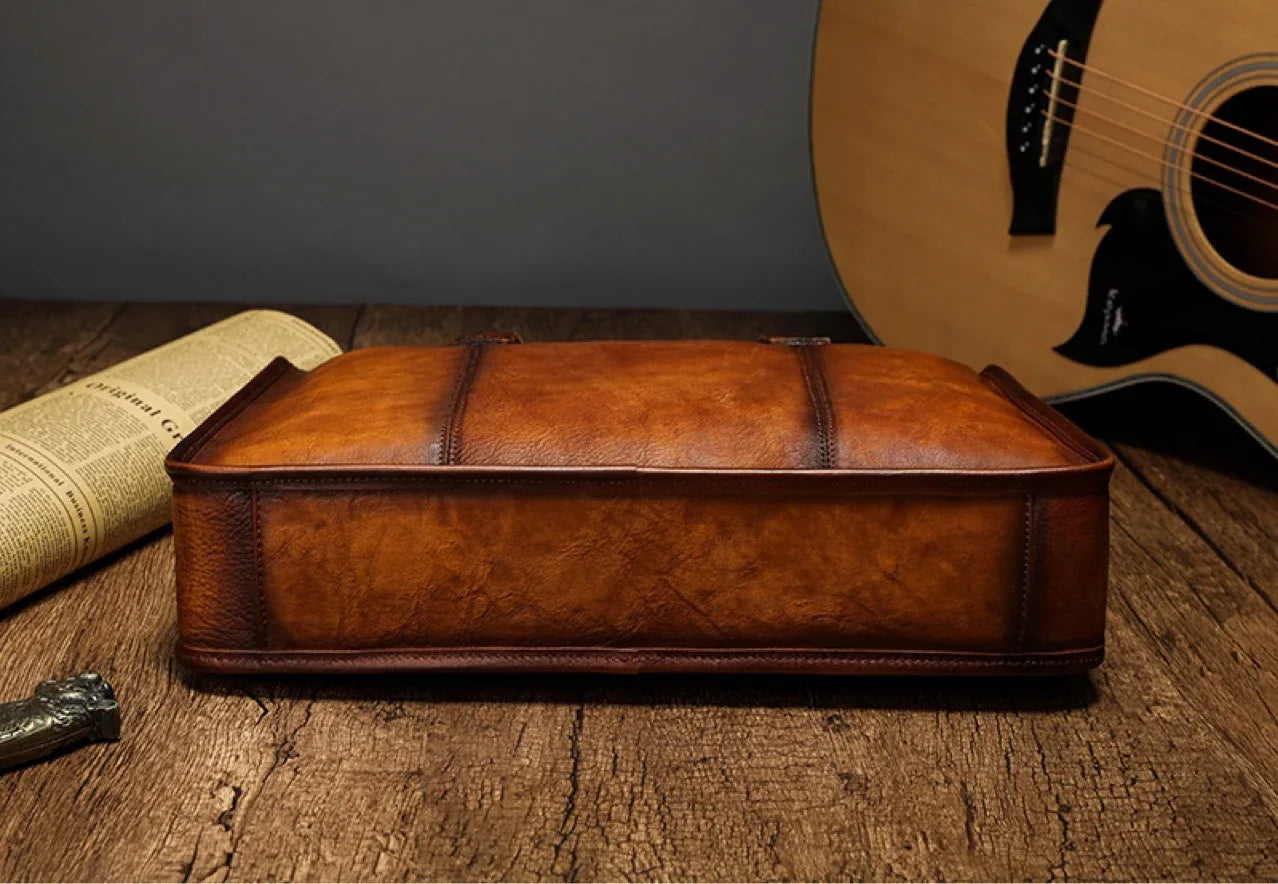 Exotic Rustic Leather Laptop Bag Briefcase
