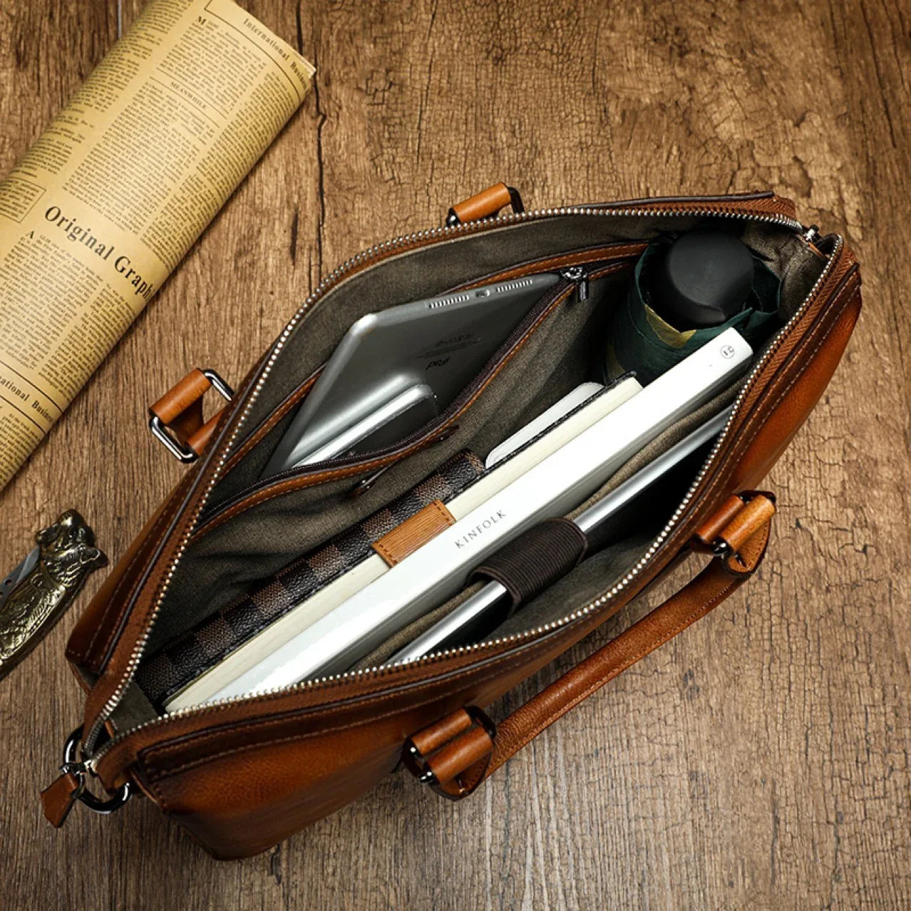 Handmade Real Leather Messenger Briefcase Bag