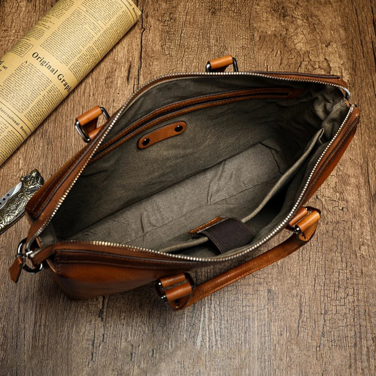 Handmade Real Leather Messenger Briefcase Bag