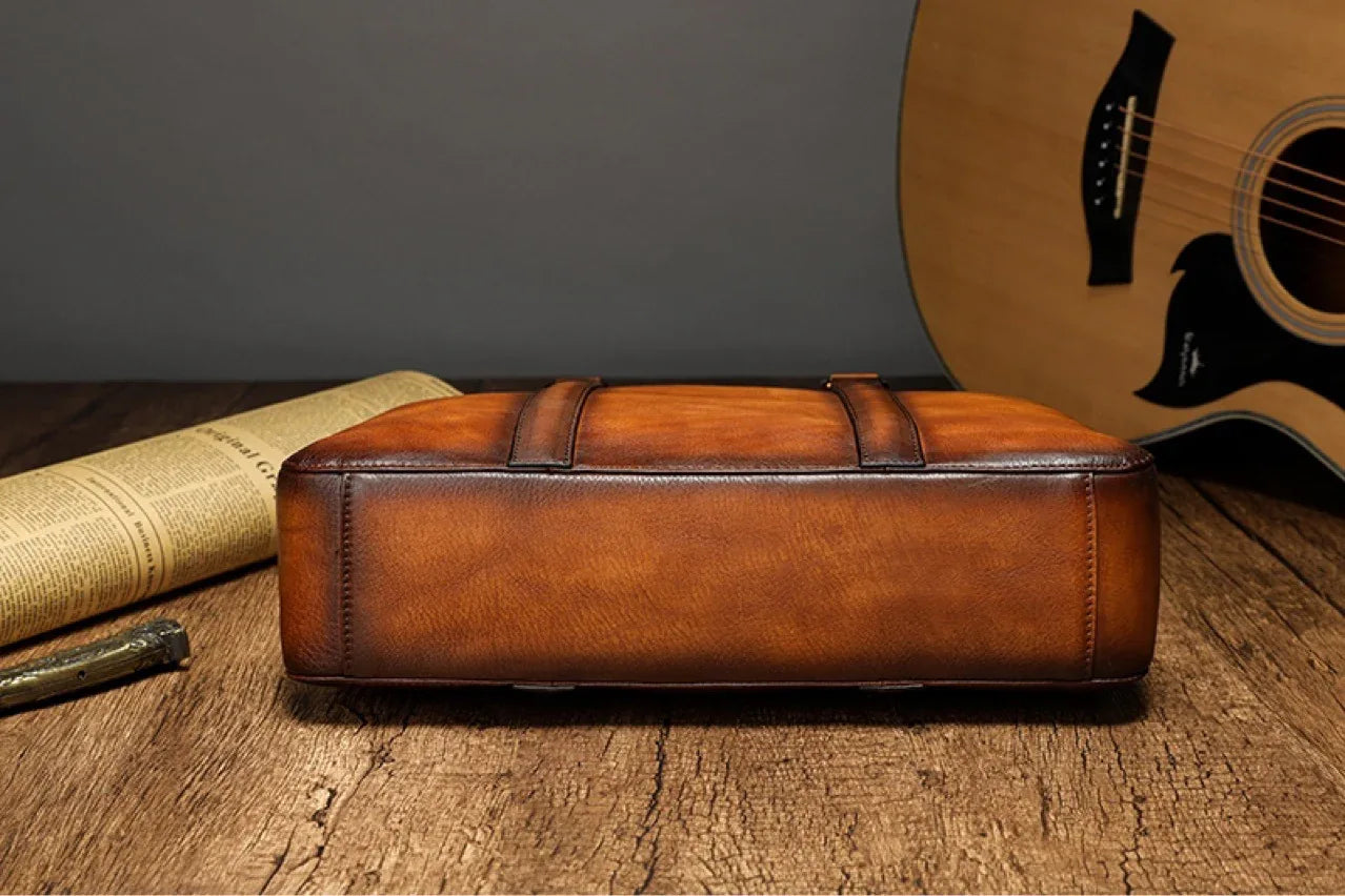 Handmade Real Leather Messenger Briefcase Bag