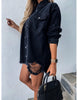 Distressed Oversized Denim Shacket Shirt Dress for Women