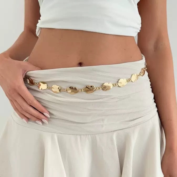 Women’s Silver Tone Geometric Stone Waist Chain