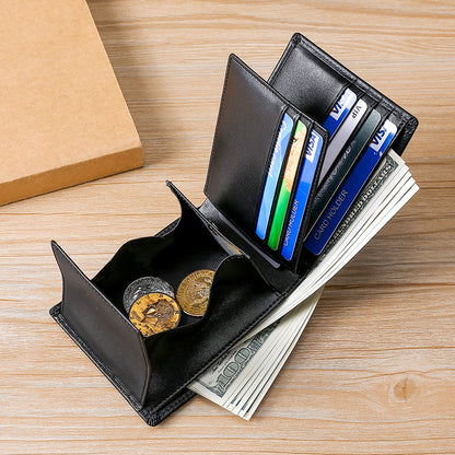 Men’s Genuine Leather Wallet with Coin Pocket and RFID Protection