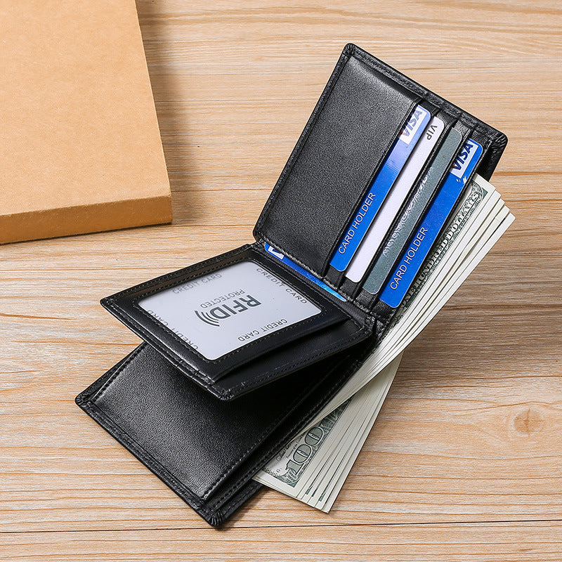 Men’s Genuine Leather Wallet with Coin Pocket and RFID Protection
