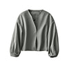 Round Neck Cropped Moto Style Women Leather Jacket