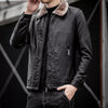 leather biker jacket with fur collar mens