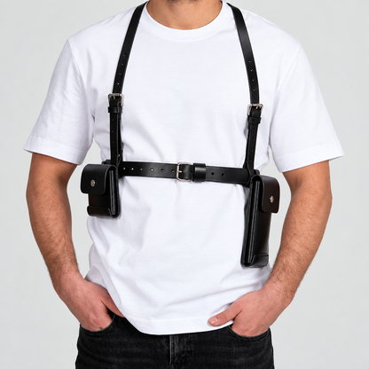 Shoulder Holster Bag with Dual Pouches and Adjustable Harness