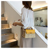 Small Summer Straw Handbag with Leather Flap & Rope Shoulder Strap