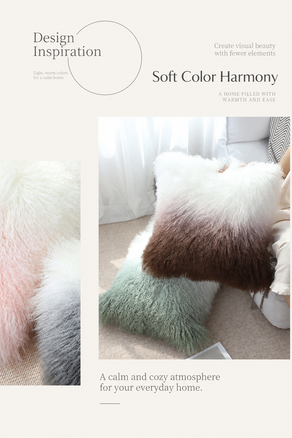 Genuine Sheepskin Pillow Cover with Curly Wool for Sofa Decor