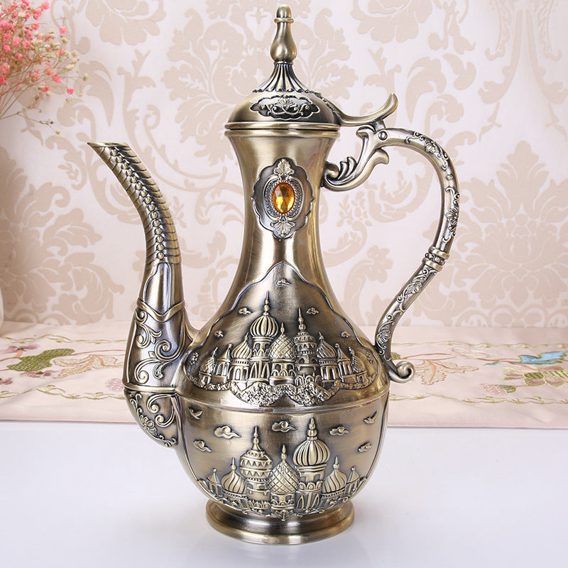 Retro Bronze Wine Set with Tray Palace Design