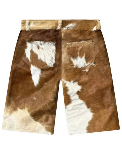 Brown White Hair On Cowhide Shorts