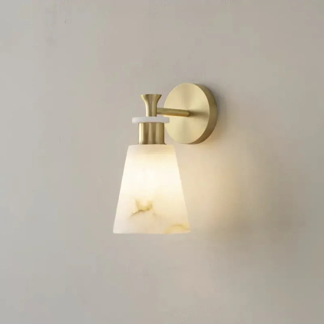 Modern Brass Cloud Stone Wall Lamp Spanish Marble Wall Light 12 X H25Cm Copper Color + Deep Pattern