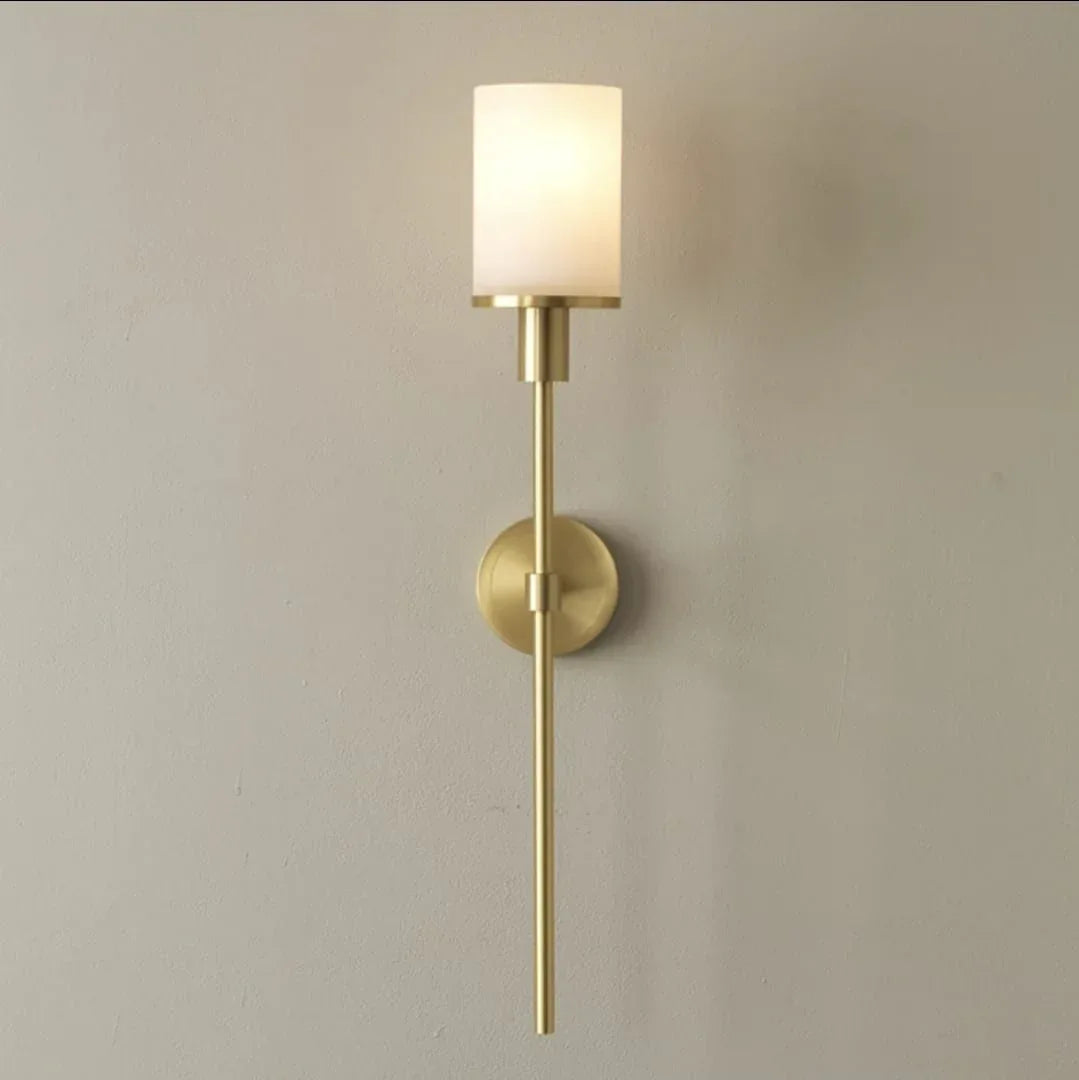 Natural Marble Wall Lamp Modern Brass Wall Light single head copper color + marble 10 x h65Cm