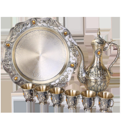Retro Bronze Wine Set with Tray Palace Design
