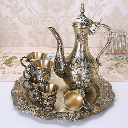 Retro Bronze Wine Set with Tray Palace Design