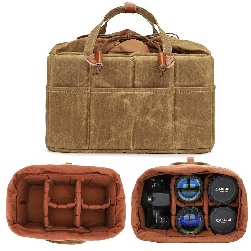 Canvas Bag Organizer for Camera Lenses with Removable Dividers