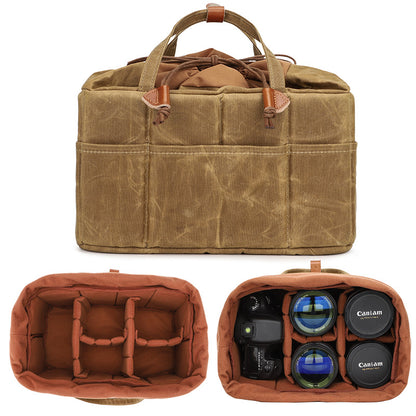 Canvas Bag Organizer for Camera Lenses with Removable Dividers
