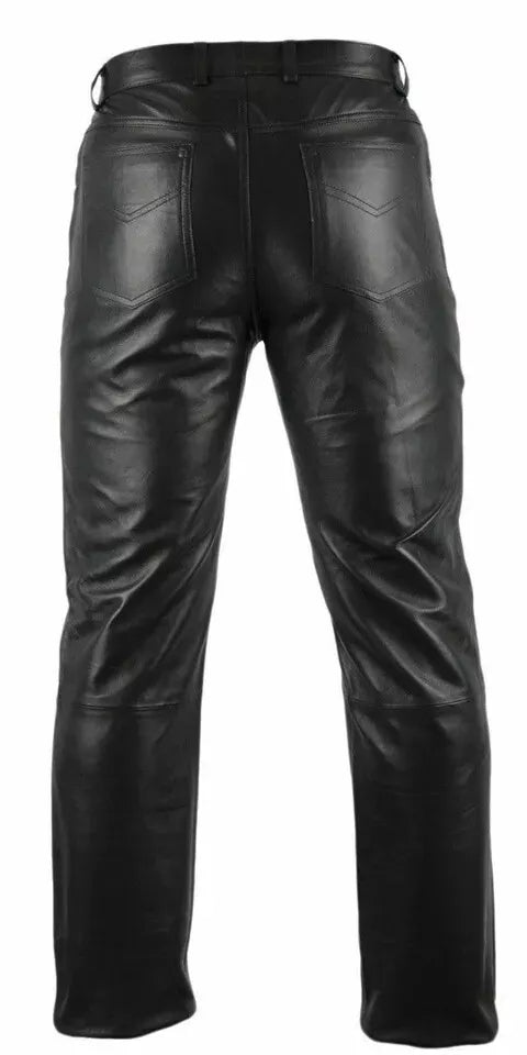 Men's Real Leather Moto Biker Pants