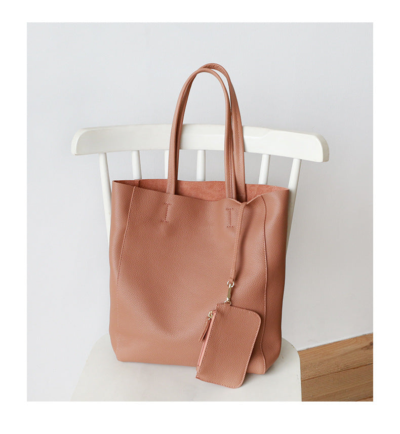 Women Genuine Leather Large Office Tote Bag With Zipper