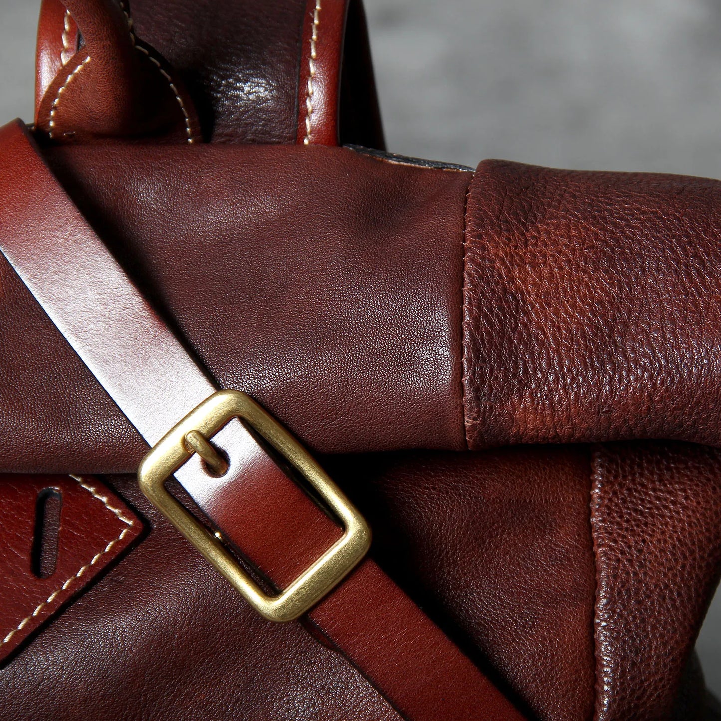 Genuine Leather Backpack Men Women Office Laptop Rucksack
